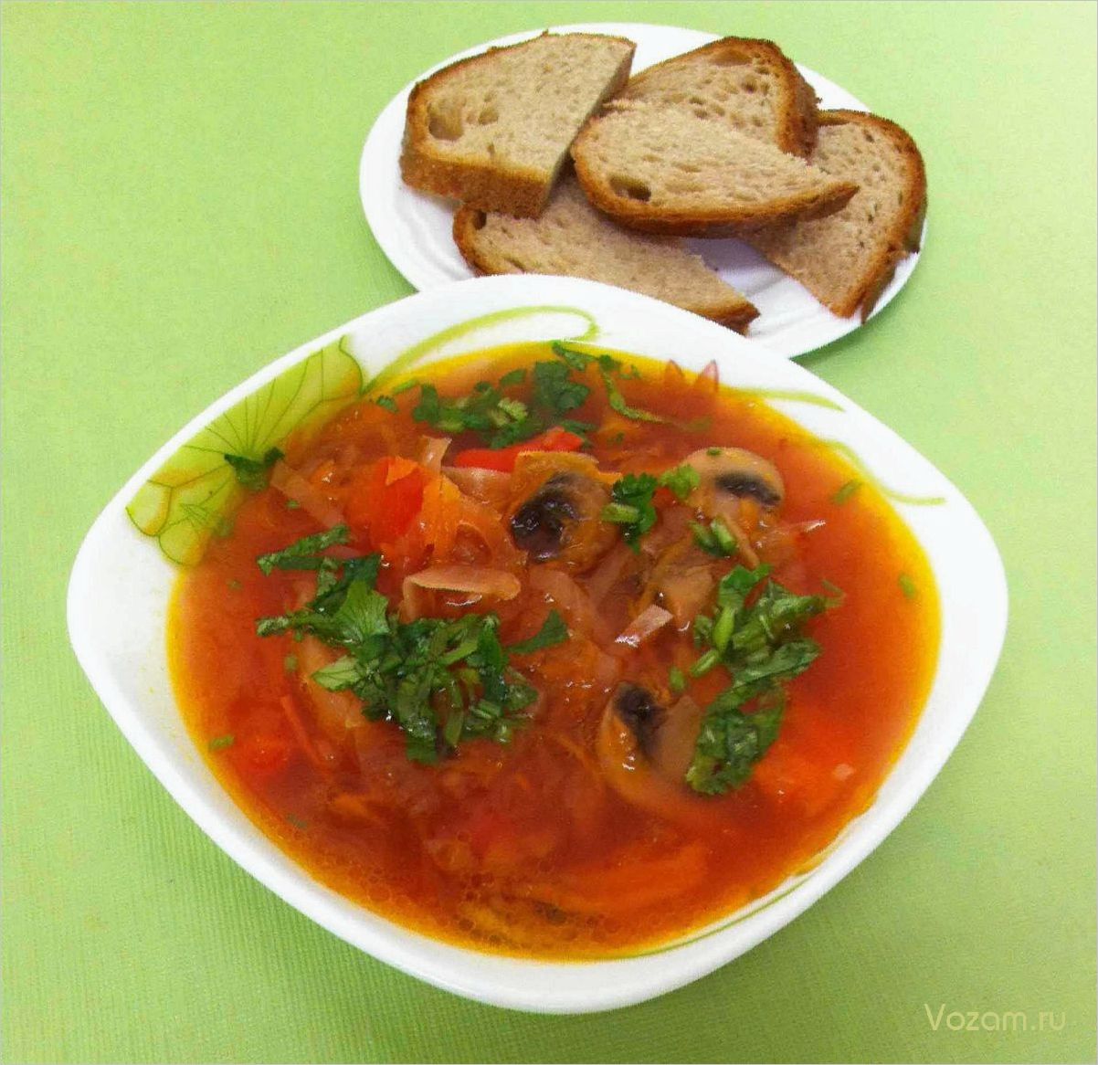 (рецепт, постного, борща, грибами, вкусное) Рецепт постного борща с грибами — вкусное и полезное блюдо для постящихся